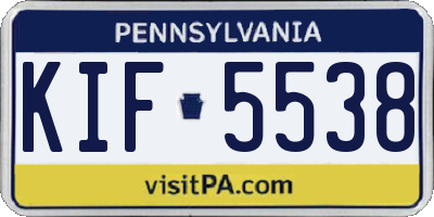 PA license plate KIF5538