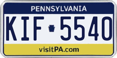PA license plate KIF5540