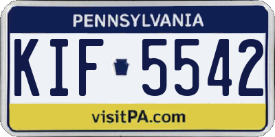 PA license plate KIF5542