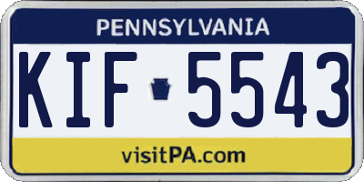 PA license plate KIF5543