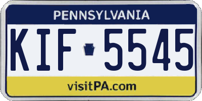 PA license plate KIF5545