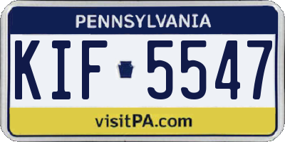 PA license plate KIF5547