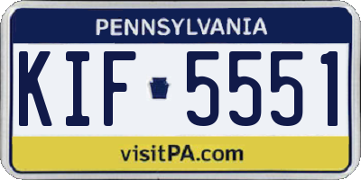 PA license plate KIF5551