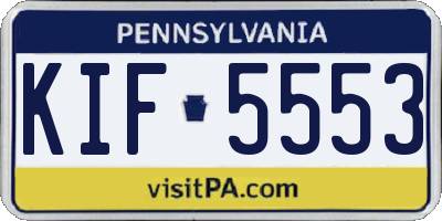 PA license plate KIF5553