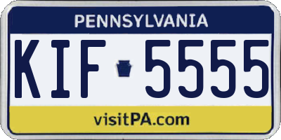 PA license plate KIF5555