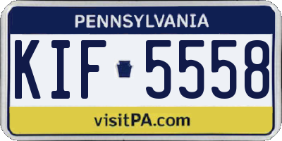 PA license plate KIF5558