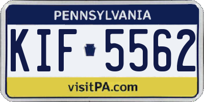 PA license plate KIF5562