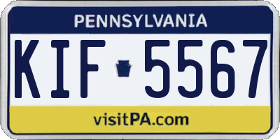 PA license plate KIF5567