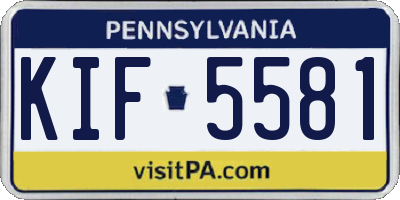 PA license plate KIF5581