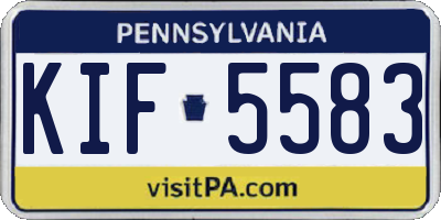 PA license plate KIF5583