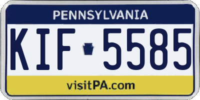 PA license plate KIF5585