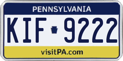 PA license plate KIF9222
