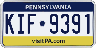 PA license plate KIF9391