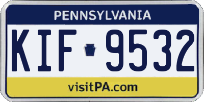 PA license plate KIF9532