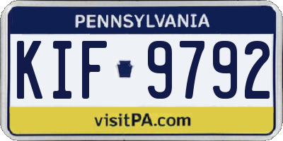 PA license plate KIF9792