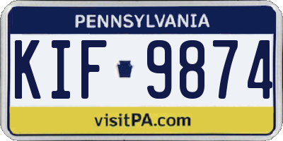 PA license plate KIF9874