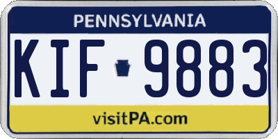 PA license plate KIF9883