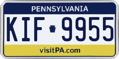 PA license plate KIF9955