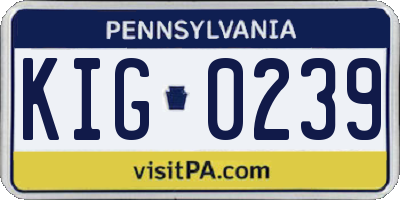PA license plate KIG0239