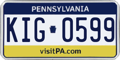 PA license plate KIG0599