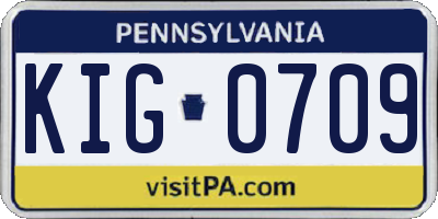 PA license plate KIG0709