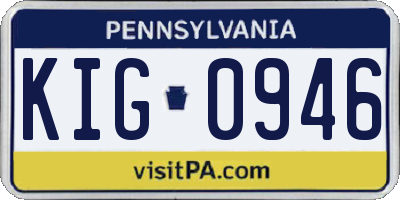 PA license plate KIG0946