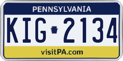 PA license plate KIG2134