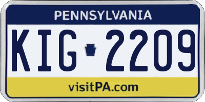 PA license plate KIG2209