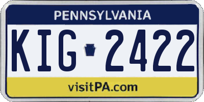 PA license plate KIG2422