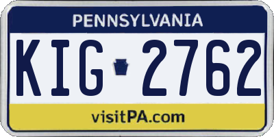 PA license plate KIG2762