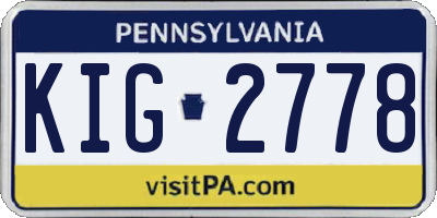 PA license plate KIG2778