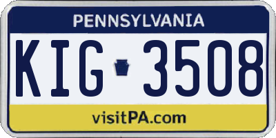 PA license plate KIG3508