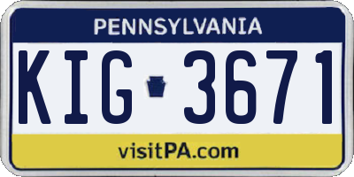 PA license plate KIG3671
