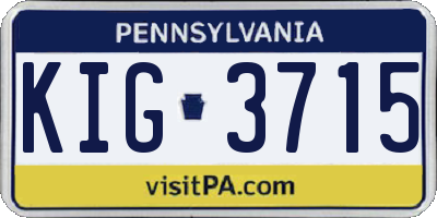 PA license plate KIG3715
