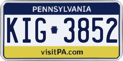 PA license plate KIG3852