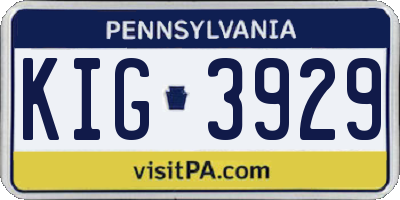 PA license plate KIG3929