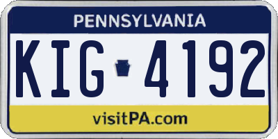 PA license plate KIG4192