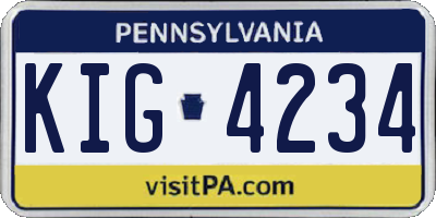 PA license plate KIG4234