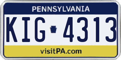 PA license plate KIG4313