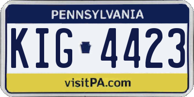 PA license plate KIG4423