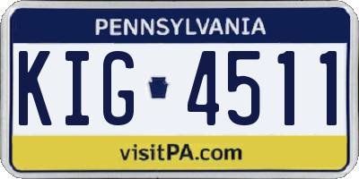 PA license plate KIG4511