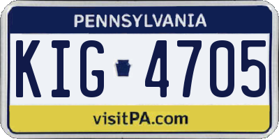 PA license plate KIG4705
