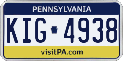 PA license plate KIG4938