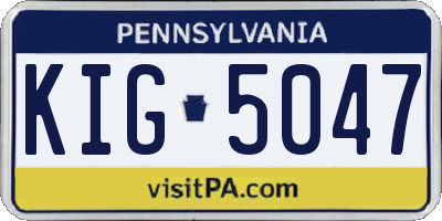 PA license plate KIG5047