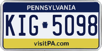 PA license plate KIG5098