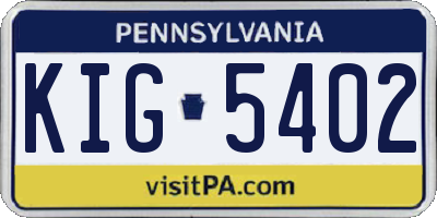 PA license plate KIG5402