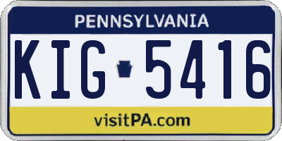 PA license plate KIG5416