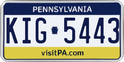 PA license plate KIG5443
