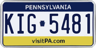 PA license plate KIG5481
