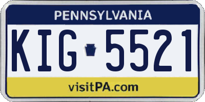 PA license plate KIG5521